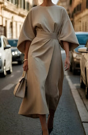 Marisca™ - Minimalist Belted Luxe Dress